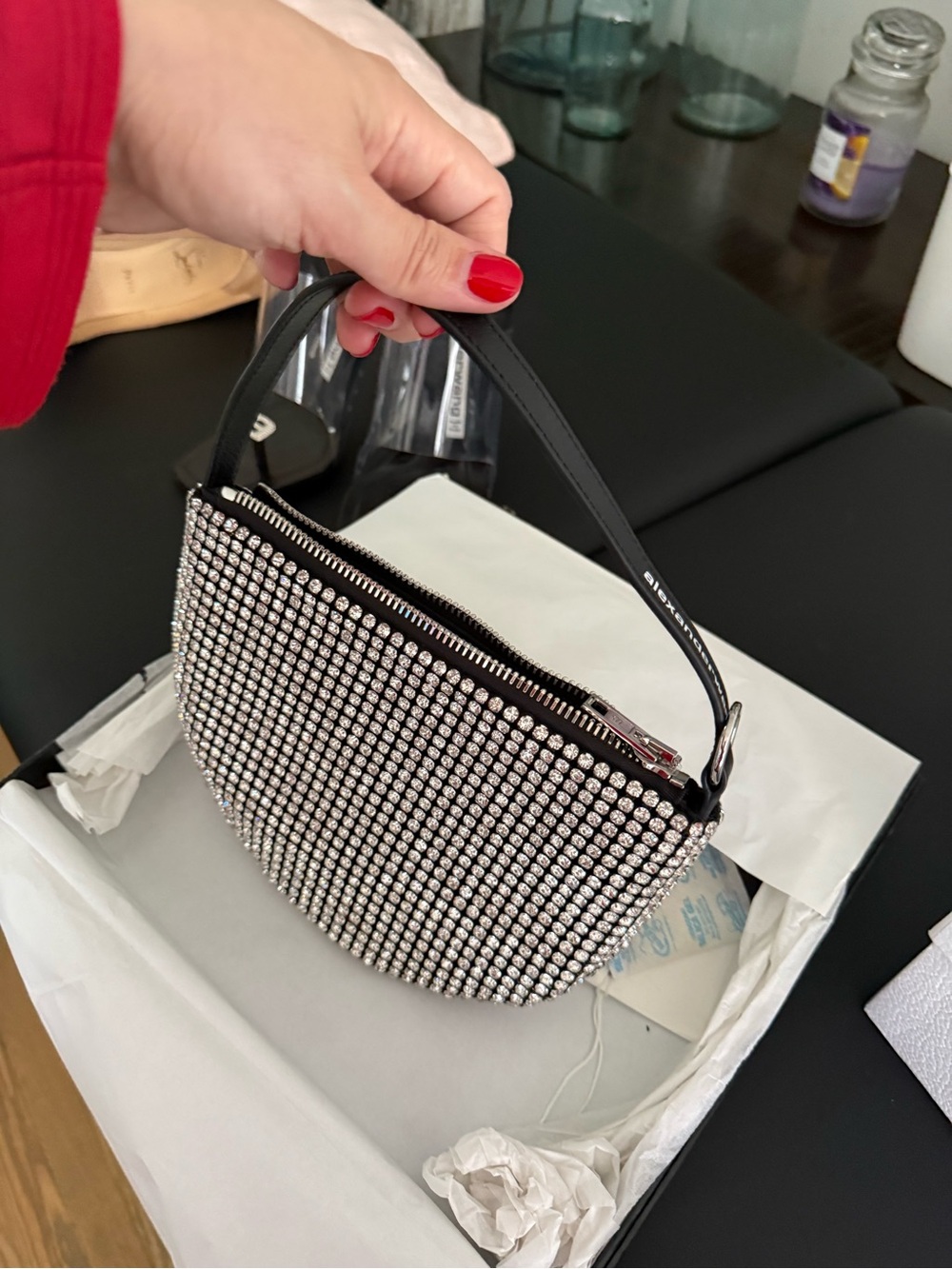 Alexander Wang Silver Crystal Mini Bag with Black Strap - Picture 2 of 2